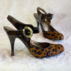 Linea Paolo Cheetah Print Calf Hair Heels